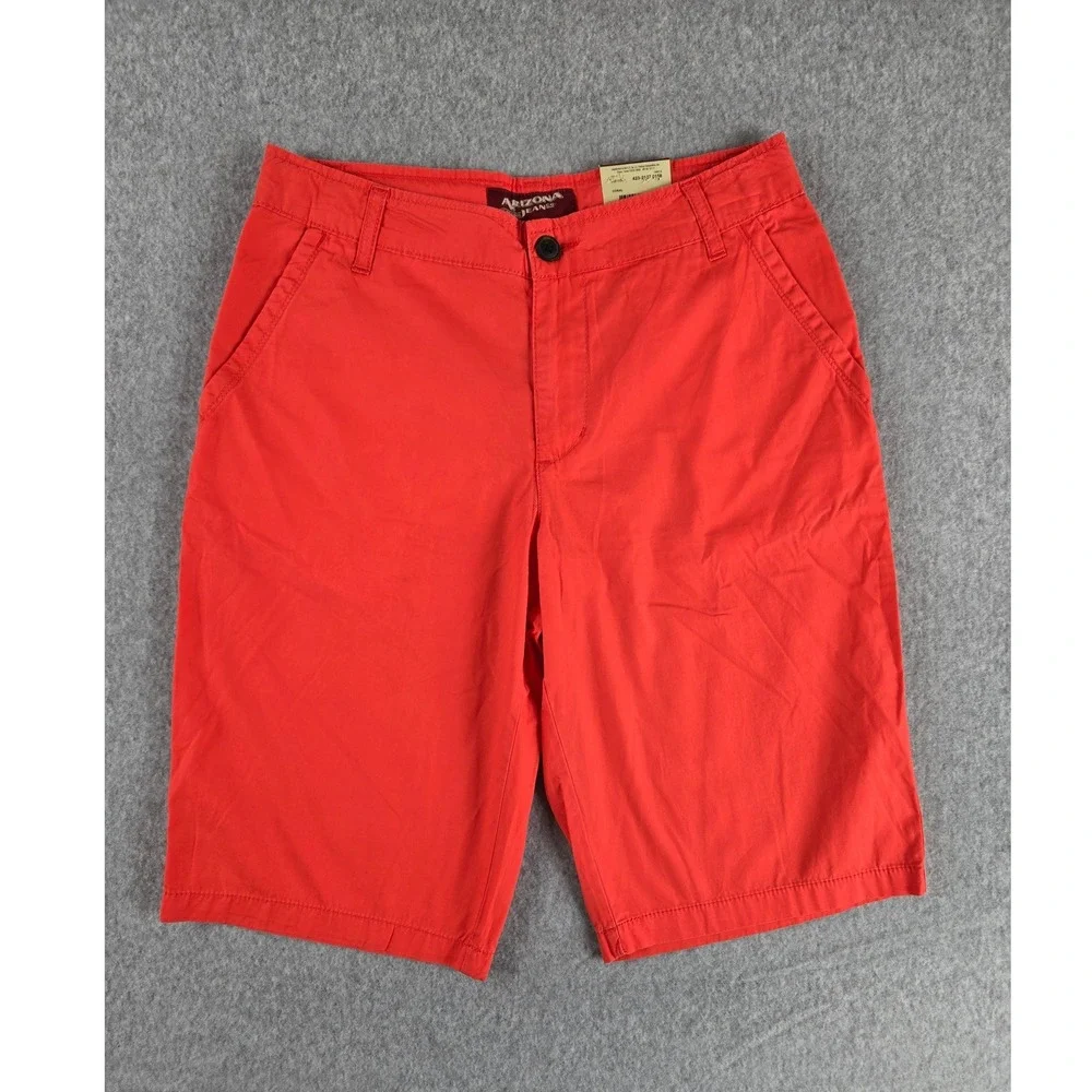 Arizona Jean Co Girls Chino Shorts Coral Red Size 20 Regular Flat Front New
